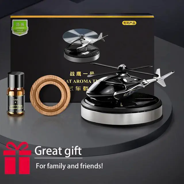 Alt view image 6 of 7 - Car Air Freshener, Helicopter Solar Powered Al Alloy Diffuser, Home & Car Interior Décor | Silver