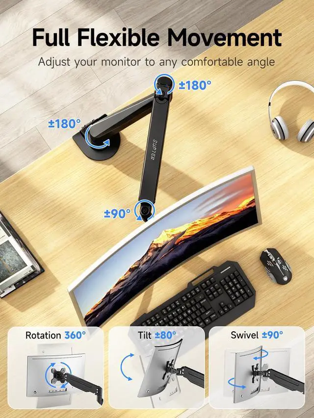 Alt view image 5 of 7 - Single Monitor Arm Fully Adjustable for 17-34-35 Inch Screens