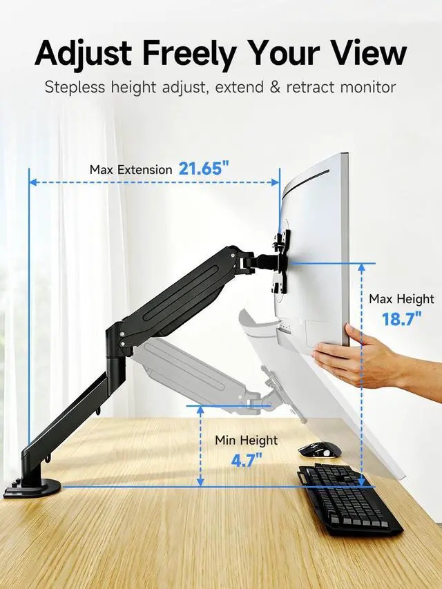 Alt view image 4 of 7 - Single Monitor Arm Fully Adjustable for 17-34-35 Inch Screens
