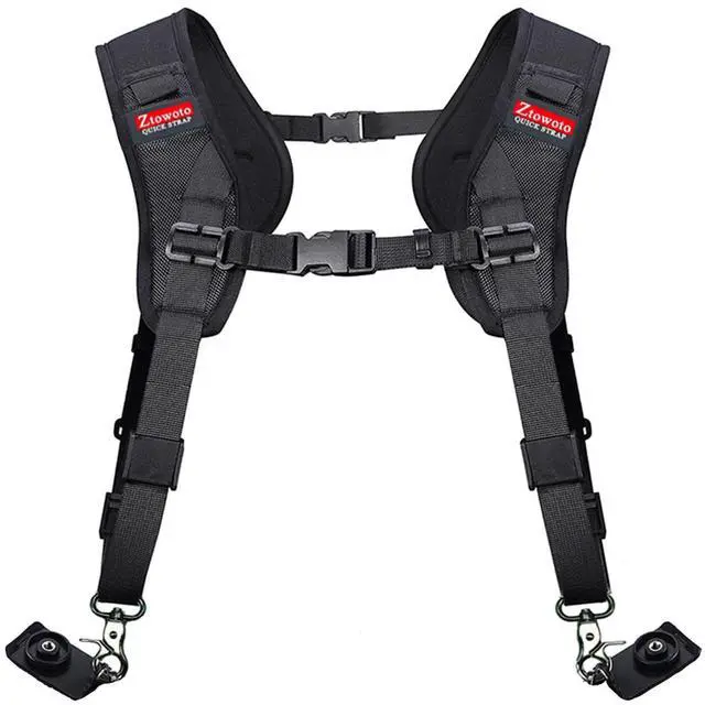 Main image of Double Shoulder Camera Strap Harness Quick Release Adjustable Dual Camera Tether Strap for DSLR SLR Camera (focus)