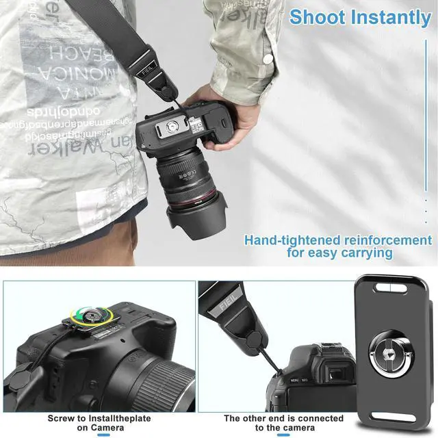 Alt view image 4 of 7 - Camera Strap with Quick Release Plate, Universal Camera Strap with Quick Release and Connection, Smooth and sturdy, Equipped with Comfortable Silicone Shoulder Pad, Strap Width 1.5''(3.8cm)
