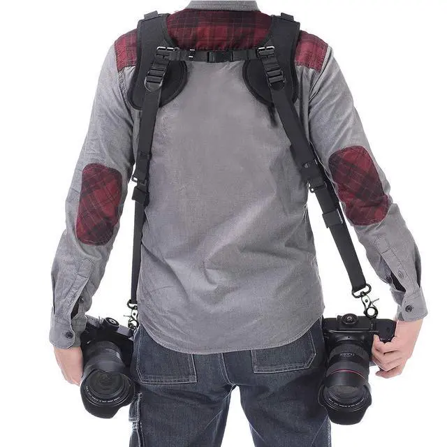 Alt view image 4 of 6 - Double Shoulder Camera Strap Harness Quick Release Adjustable Dual Camera Tether Strap for DSLR SLR Camera (focus)