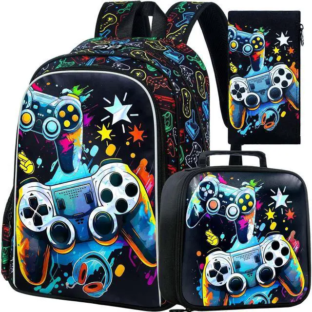 Main image of 3PCS Boys Backpack, 16" Game Kids Bookbag and Lunch Box, Water Resistant Preschool Backpacks for Elementary Students