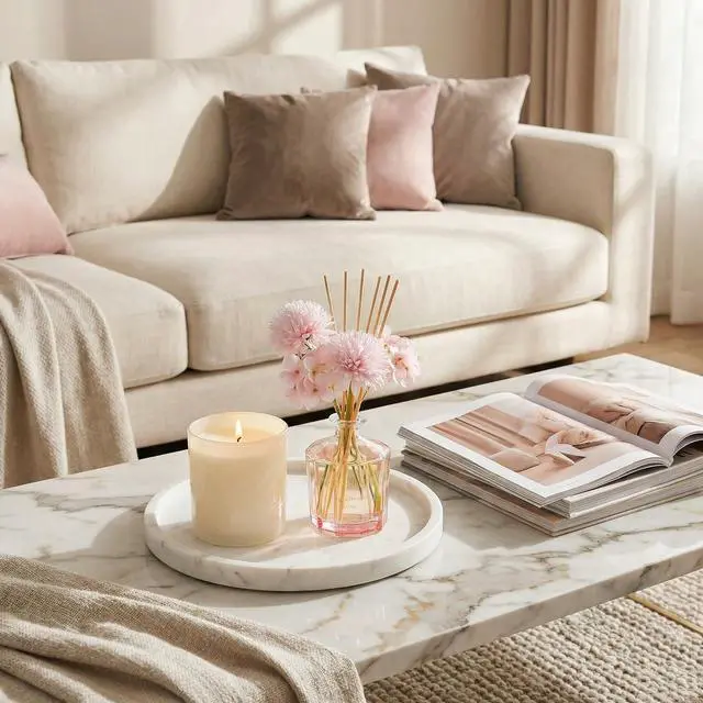 Alt view image 3 of 7 - Reed Diffuser - Sandalwood Rose 8.5 Fl.oz Flower Reed Diffuser Set with 8 Sticks, Home Fragrance Reed Diffuser for Home Bedroom Office Bathroom Shelf Decor (Master Collection)