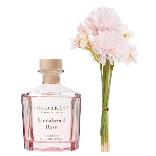 Alt view image 5 of 7 - Reed Diffuser - Sandalwood Rose 8.5 Fl.oz Flower Reed Diffuser Set with 8 Sticks, Home Fragrance Reed Diffuser for Home Bedroom Office Bathroom Shelf Decor (Master Collection)