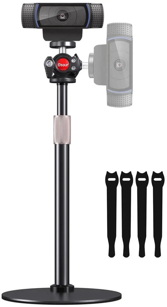 Main image of Webcam Tripod Stand for Desk, Small Base, 360° Ballhead, Height Adjustable