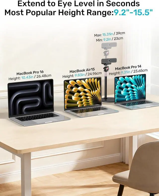 Alt view image 7 of 7 - Webcam Tripod Stand for Desk, Small Base, 360° Ballhead, Height Adjustable