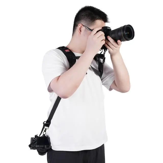 Alt view image 3 of 7 - Quick Release Dual Camera Harness With Camera Safety Tether Double Shoulder Camera Strap for 2 Cameras Adjustable Length, Camera Straps for Photographers Camera Belt for DSLR SLR Camera (Style-A)
