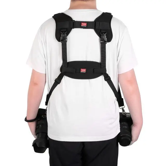 Alt view image 5 of 7 - Quick Release Dual Camera Harness With Camera Safety Tether Double Shoulder Camera Strap for 2 Cameras Adjustable Length, Camera Straps for Photographers Camera Belt for DSLR SLR Camera (Style-A)