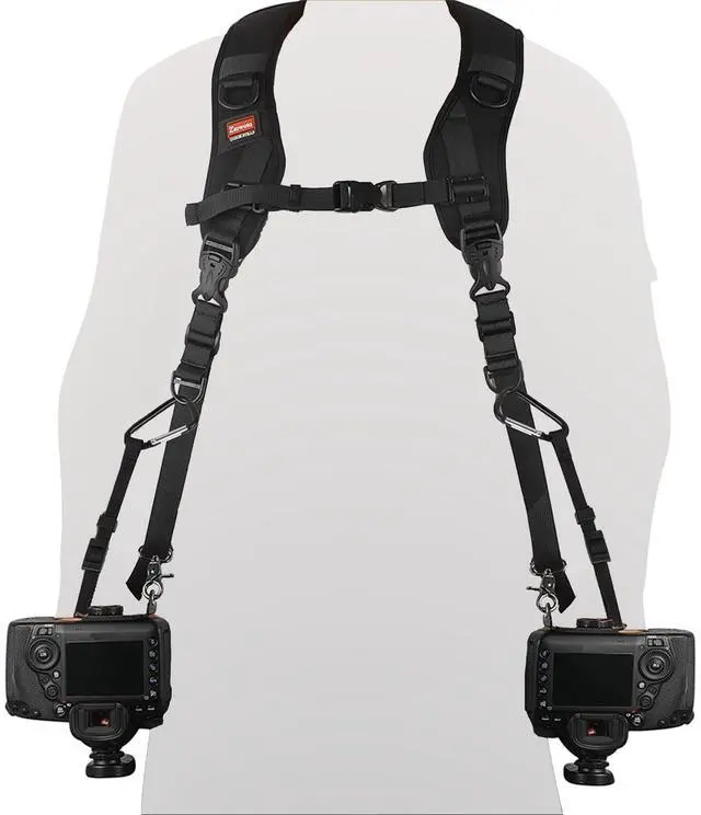 Main image of Camera Strap Double Shoulder Camera Strap Harness Quick Release Adjustable Dual Camera Tether Strap with Safety Tether and Lens Cleaning Cloth for DSLR SLR Camera