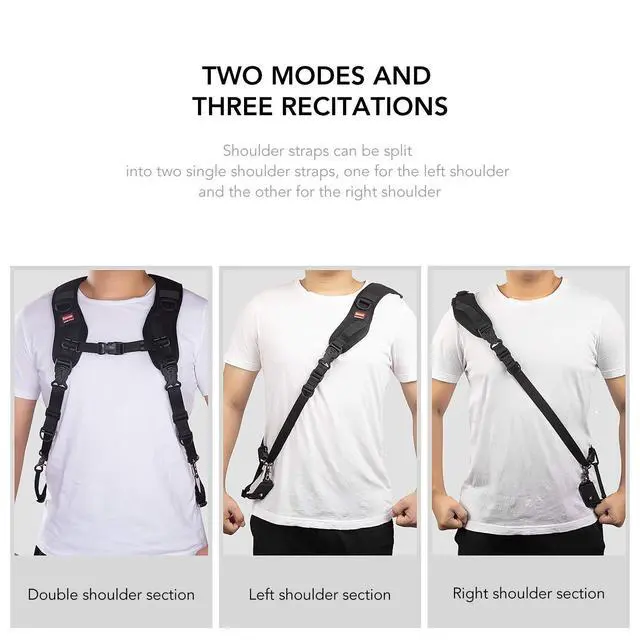 Alt view image 4 of 7 - Camera Strap Double Shoulder Camera Strap Harness Quick Release Adjustable Dual Camera Tether Strap with Safety Tether and Lens Cleaning Cloth for DSLR SLR Camera