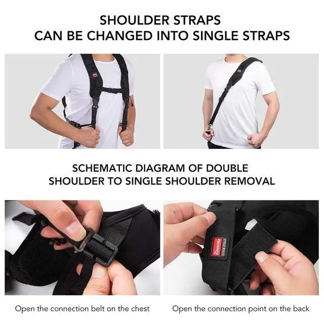 Alt view image 5 of 7 - Camera Strap Double Shoulder Camera Strap Harness Quick Release Adjustable Dual Camera Tether Strap with Safety Tether and Lens Cleaning Cloth for DSLR SLR Camera