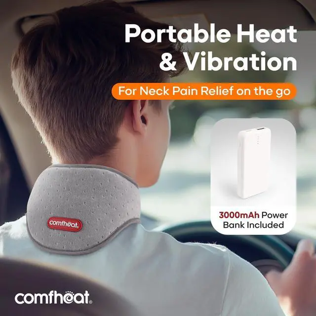 Alt view image 2 of 6 - Cordless Neck Heating Pad with Vibration Massager FSA Eligible HSA
