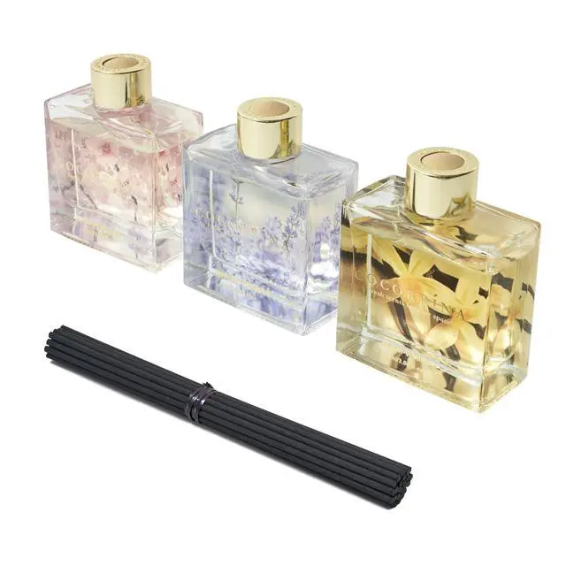 Alt view image 5 of 6 - Reed Diffuser Set of 3-3 Pack/ 3.04 Fl.oz Diffuser with 24 Sticks Warm Vanilla/Cherry Blossom/Lavender Thyme Reed Diffuser for Home Bathroom Office Shelf Decor