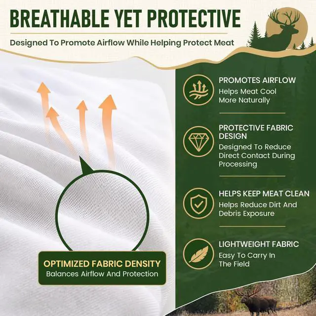 Alt view image 2 of 7 - Bags Elk, 48in Hunting Meat Bags, 5-Pack Rolled Quarter Bag For Deer