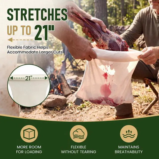 Alt view image 4 of 7 - Bags Elk, 48in Hunting Meat Bags, 5-Pack Rolled Quarter Bag For Deer