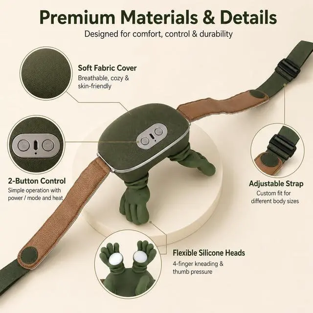Alt view image 4 of 6 - Simulation Hand Neck Massager, Portable Electric Shiatsu Shoulder Massage Device with Heat, 4D Wireless Deep Tissue Relief, Relax Muscles & Relieve Arm&Leg Fatigue After Exercising,massage,mother Gift