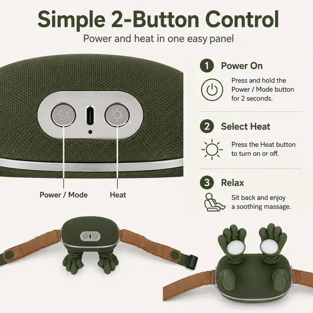 Alt view image 6 of 6 - Simulation Hand Neck Massager, Portable Electric Shiatsu Shoulder Massage Device with Heat, 4D Wireless Deep Tissue Relief, Relax Muscles & Relieve Arm&Leg Fatigue After Exercising,massage,mother Gift