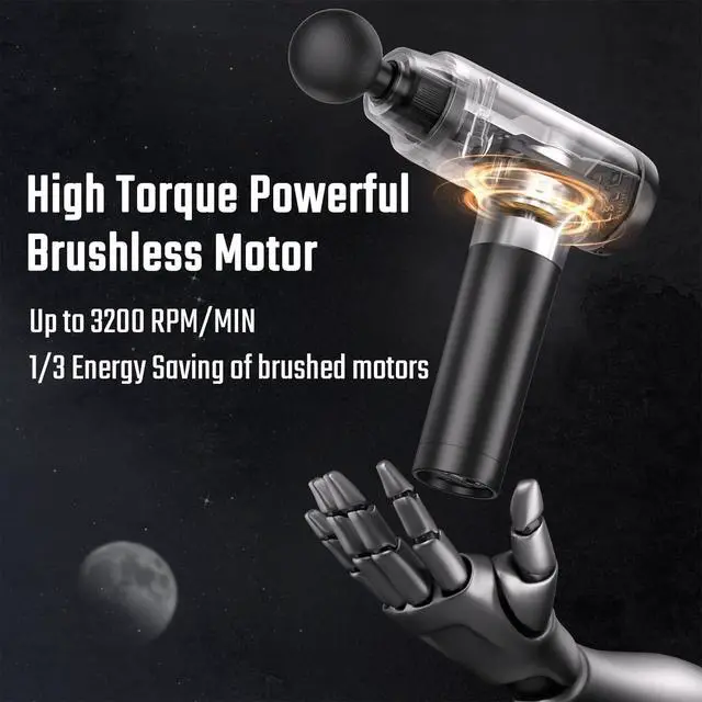 Alt view image 4 of 7 - Massage Gun, Muscle Massage Gun Deep Tissue Back Massager for Pain Relief, 20 Speeds Handheld Electric Massager Tool with Silent Brushless Motor, Suitable for Gym Office Home Travel