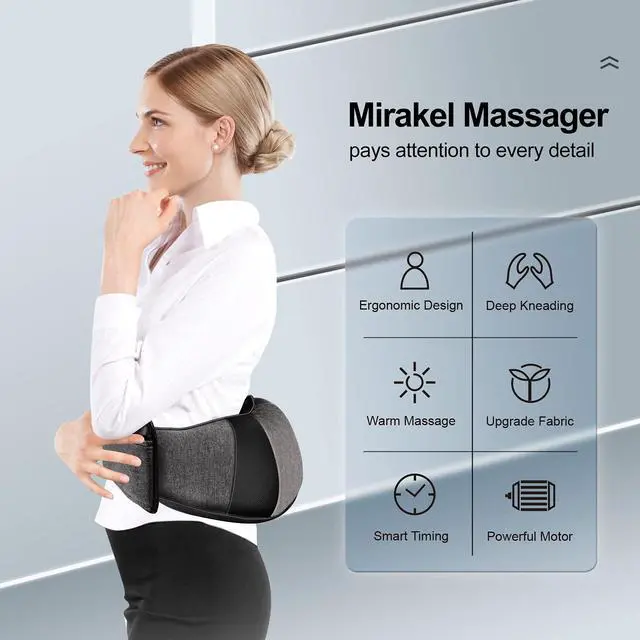 Alt view image 6 of 7 - Shiatsu Neck and Back Massager with Heat for Pain Relief Deep Tissue Gifts