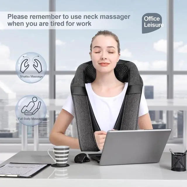 Alt view image 5 of 7 - Shiatsu Neck and Back Massager with Heat for Pain Relief Deep Tissue Gifts
