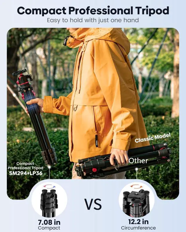 Alt view image 2 of 6 - 68" Travel Tripod for Camera Phone Camcorder, Ball Head, Aluminum