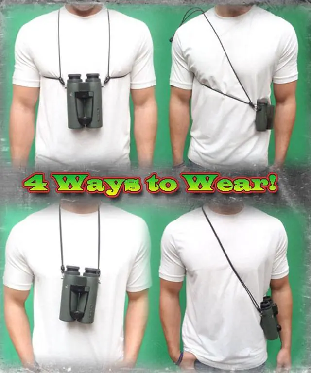 Alt view image 5 of 7 - Premium Binocular Harness - Adjustable Chest Strap for Hunting, Birding & Hiking - Comfortable Waterproof Quick-Release System (Black)