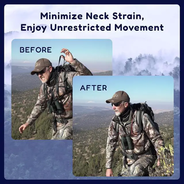 Alt view image 6 of 7 - Premium Binocular Harness - Adjustable Chest Strap for Hunting, Birding & Hiking - Comfortable Waterproof Quick-Release System (Black)