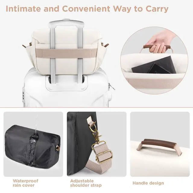 Alt view image 4 of 6 - Canvas Camera Bag Small- DSLR/SLR Waterproof Camera Bag for Canon/Sony/Nikon/Fuji, Cute Camera Sling Bag with Rain Cover, Travel Crossbody Camera Case Bag for Women Men Photographer (White)