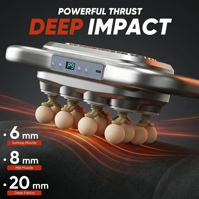 Alt view image 2 of 7 - Dual-Handle Percussion Body Massager with 16 Heads, 9 Speeds