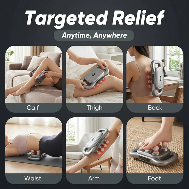 Alt view image 6 of 7 - Dual-Handle Percussion Body Massager with 16 Heads, 9 Speeds