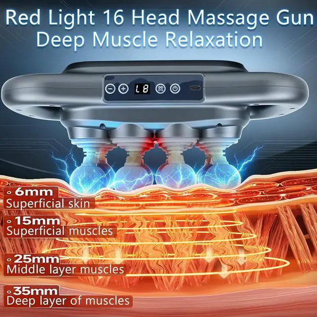 Alt view image 3 of 7 - 16 Head Massage Gun Deep Tissue, Back Massager for Pain Relief Deep Tissue