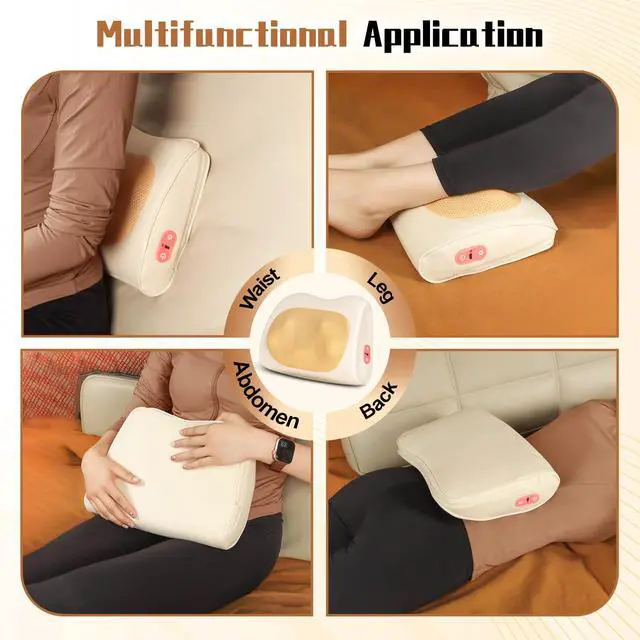 Alt view image 7 of 7 - Shiatsu Back and Neck Massager with Heat,3D Electric Kneading Deep Tissue Massage Pillow for Muscle Pain Relief,Cordless Portable Massage for Neck,Shoulder,Leg,Back,Use for Home,Car,Office,Travel