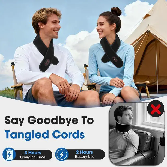 Alt view image 5 of 7 - Cordless Neck Heating Pad for Pain, Neck Massager with 660nm 850nm Red Light, Neck Heating Pad for Pain Electric, Heated Neck Brace Wrap for Soreness Stiffness Pain Relief