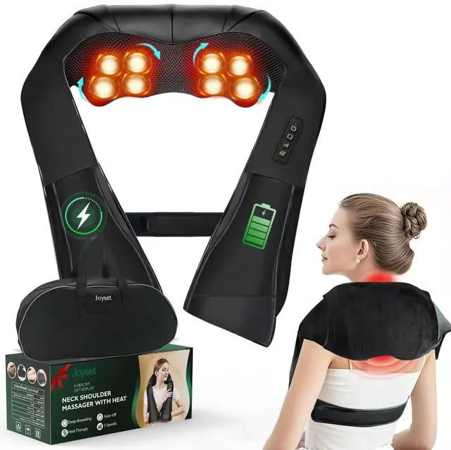 Main image of Cordless Neck Massager Shiatsu Neck and Back Massager with Heating Free Easy to Wash Cloth Cover for Shoulder Massage