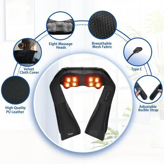 Alt view image 5 of 7 - Cordless Neck Massager Shiatsu Neck and Back Massager with Heating Free Easy to Wash Cloth Cover for Shoulder Massage