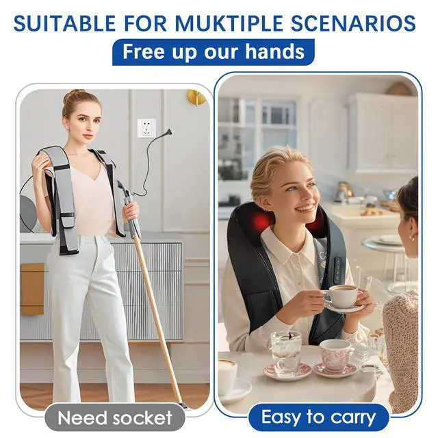 Alt view image 6 of 7 - Cordless Neck Massager Shiatsu Neck and Back Massager with Heating Free Easy to Wash Cloth Cover for Shoulder Massage