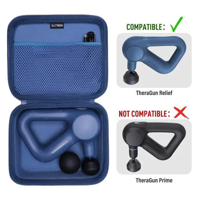 Alt view image 3 of 7 - Massage Case Compatible with TheraGun Relief Handheld Percussion Massage Gun/Neck/Back/Leg/Shoulder Massage Gun - Travel Protective Carrying Storage Bag, Blue(Case Only)