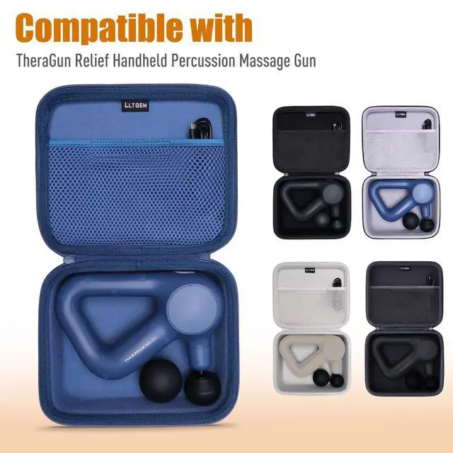 Alt view image 5 of 7 - Massage Case Compatible with TheraGun Relief Handheld Percussion Massage Gun/Neck/Back/Leg/Shoulder Massage Gun - Travel Protective Carrying Storage Bag, Blue(Case Only)