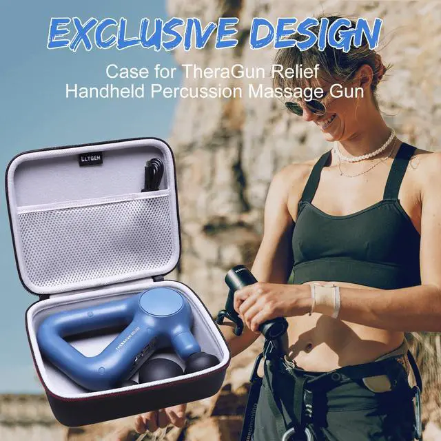 Alt view image 7 of 7 - Massage Case Compatible with TheraGun Relief Handheld Percussion Massage Gun/Neck/Back/Leg/Shoulder Massage Gun - Travel Protective Carrying Storage Bag, Blue(Case Only)