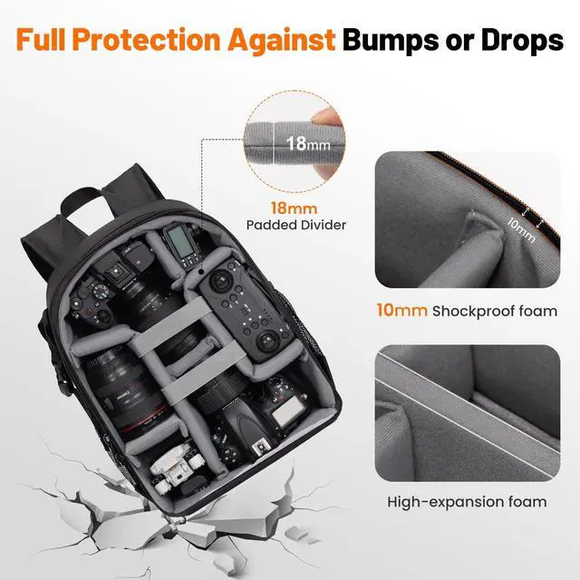 Alt view image 5 of 7 - Camera Backpack Bag Water-resistant DSLR SLR for Canon/Nikon/Sony