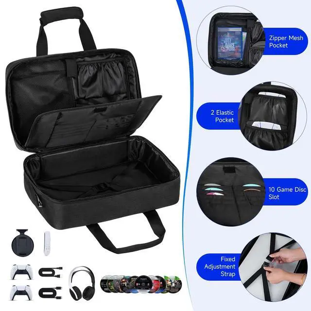 Alt view image 2 of 7 - Travel Carrying Case Fits for PS5/PS5 Pro/PS4 with Thick Padding