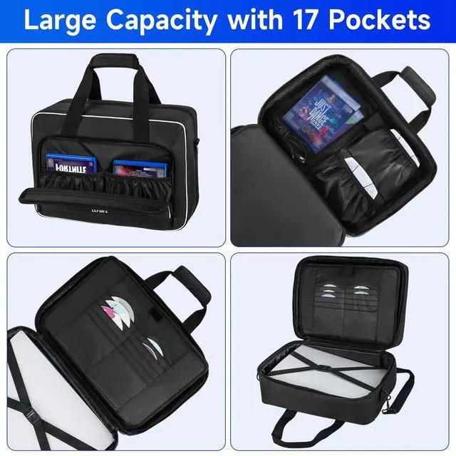 Alt view image 3 of 7 - Travel Carrying Case Fits for PS5/PS5 Pro/PS4 with Thick Padding