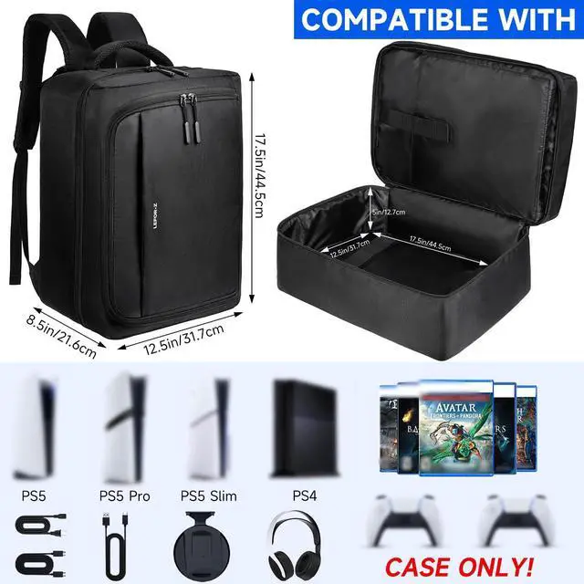 Alt view image 2 of 7 - Gaming Travel Backpack Bag Compatible with PS5/PS5 Pro/PS5 Slim/PS4