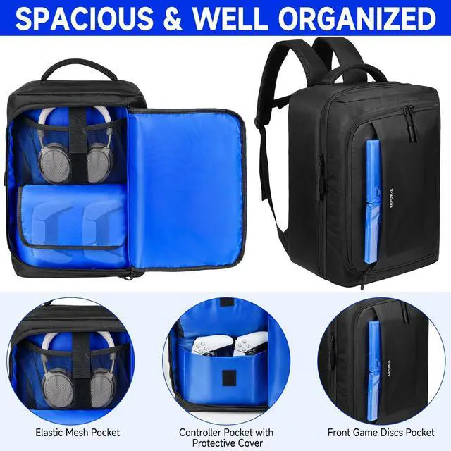Alt view image 4 of 7 - Gaming Travel Backpack Bag Compatible with PS5/PS5 Pro/PS5 Slim/PS4