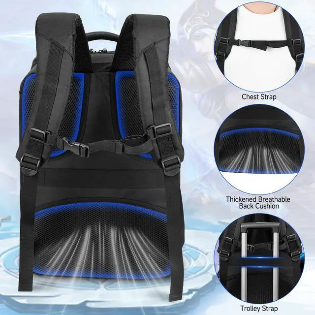 Alt view image 5 of 7 - Gaming Travel Backpack Bag Compatible with PS5/PS5 Pro/PS5 Slim/PS4