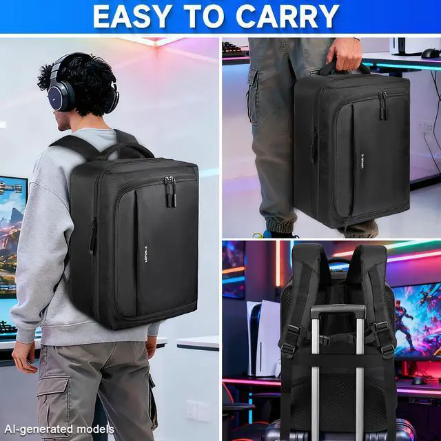 Alt view image 7 of 7 - Gaming Travel Backpack Bag Compatible with PS5/PS5 Pro/PS5 Slim/PS4