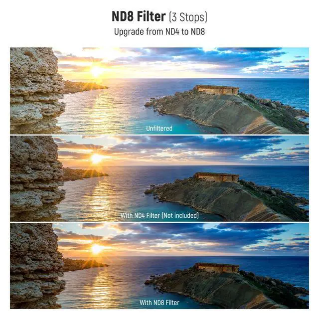 Alt view image 4 of 7 - 67mm UV/CPL/ND Lens Filter Kit, UV Protection + Circular Polarizing + Neutral Density (ND8) Camera Lens Filter Set with Multicoated Optical Glass, Slim Frame & Upgraded Foldable Storage Case