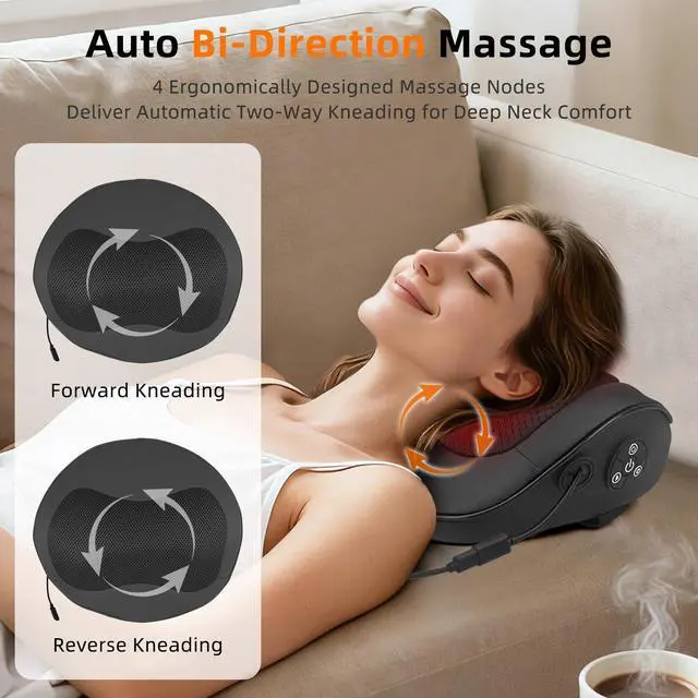 Alt view image 4 of 6 - FSA Eligible Shiatsu Neck and Shoulder Massager for Neck Pain Relief - Electric Neck Shoulder Massager with Heat, 3D Kneading Portable & Rechargeable, Relaxation Gifts for Mom Women Men Dad