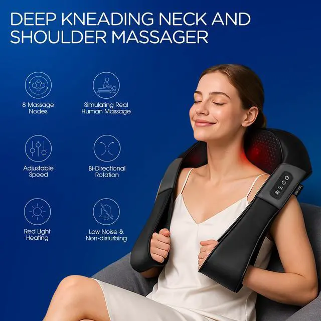 Alt view image 2 of 7 - Shiatsu Neck and Back Massager with Heat for Home, Car, Office